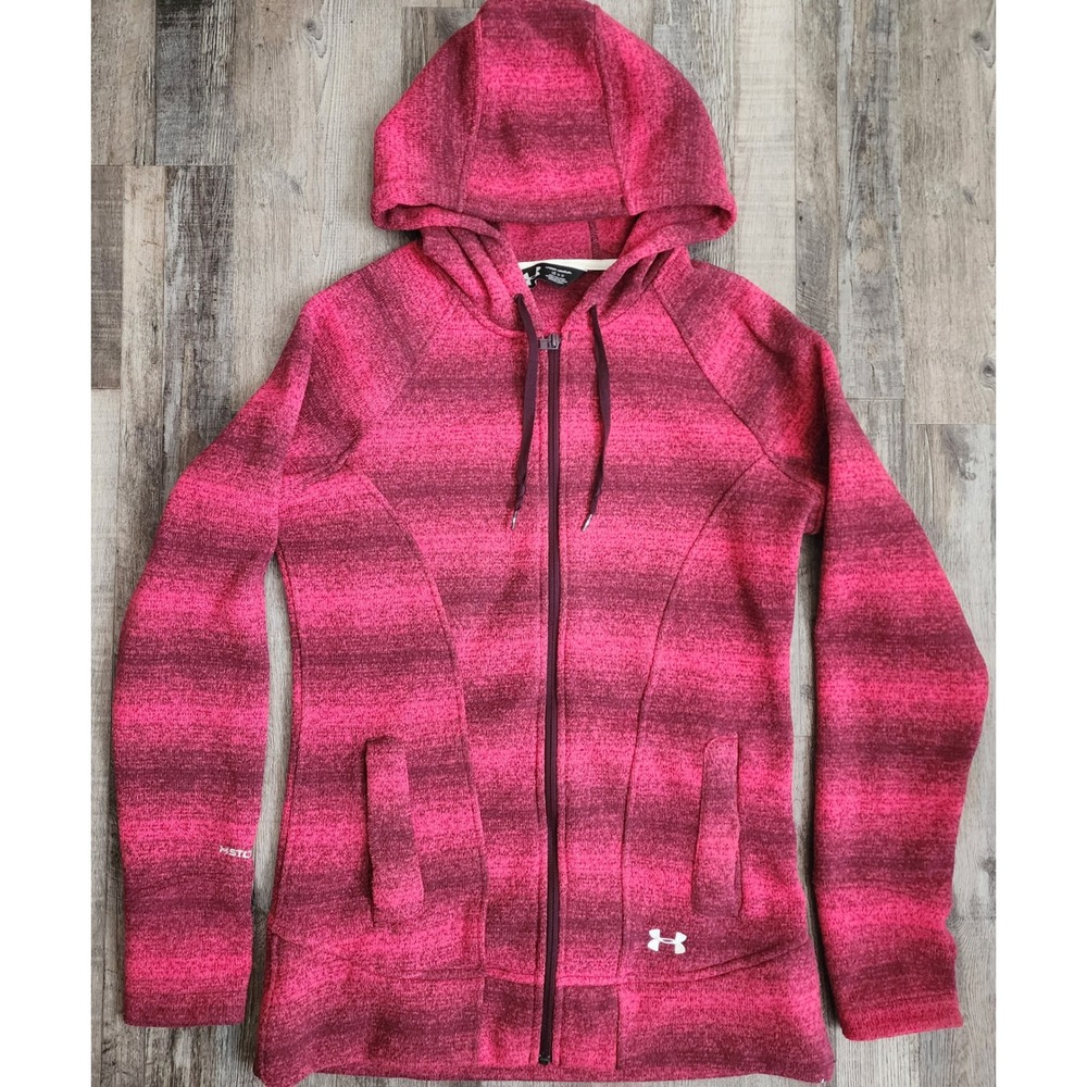 Under Armour Full Zip Hoodie Womens Medium Pink Storm1 Space Dye 1240071